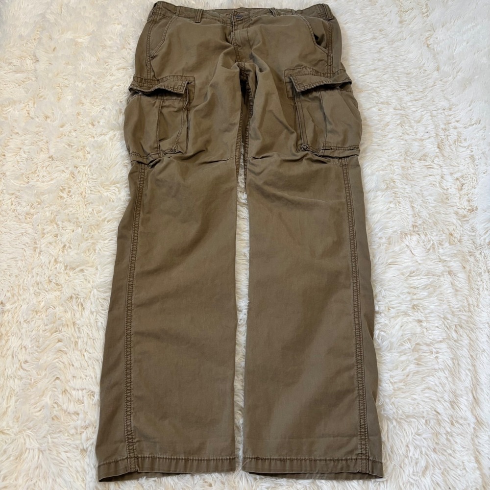 Levis Mens Loose Fit Cargo Pants Brown Cotton Utility Trousers 32x32
